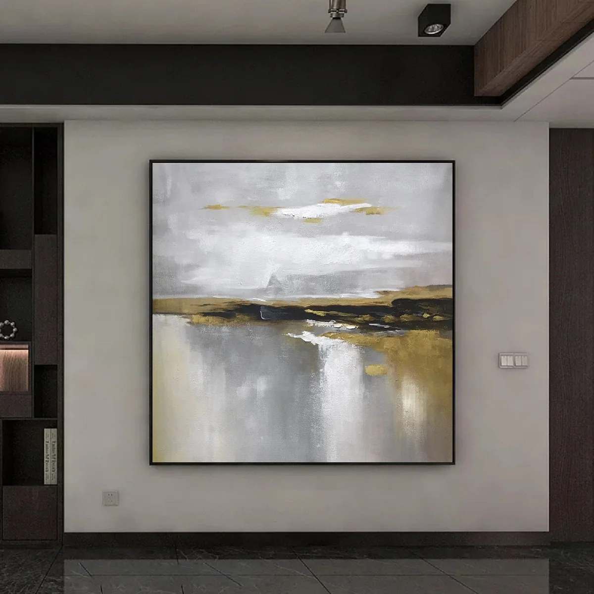Minimal Original White Grey Abstract Canvas Wall Art SH2L5
